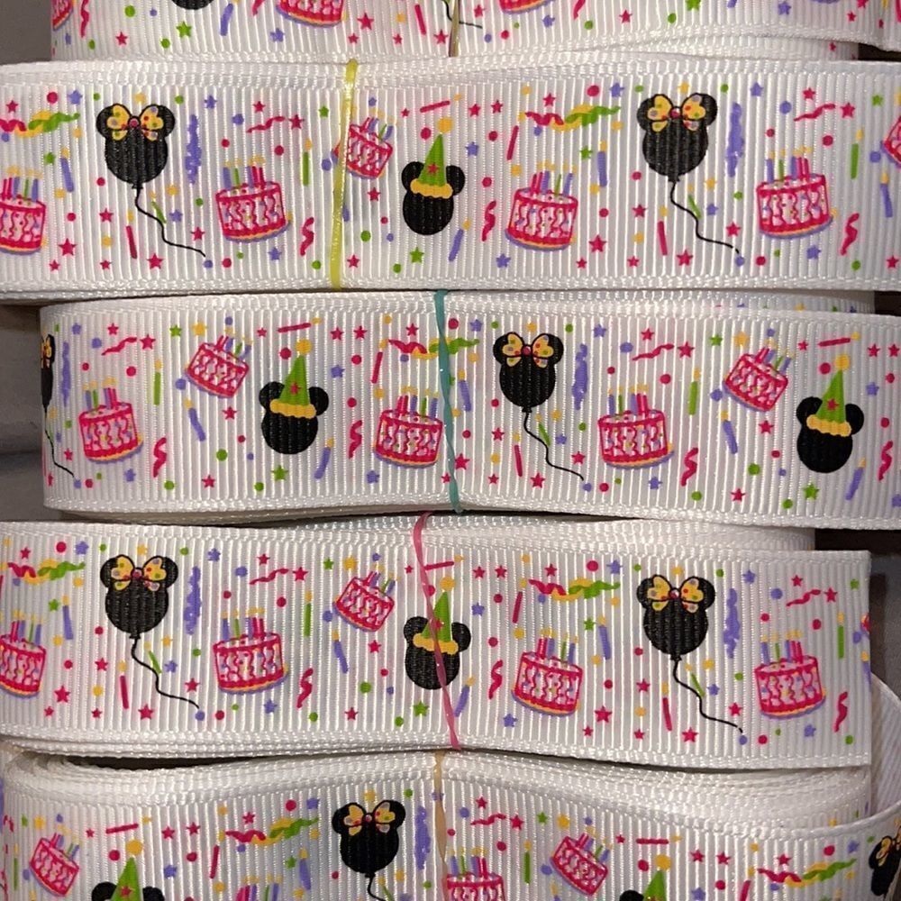 Grosgrain Ribbon 7/8” 5 yards 5/$20 Mickey Mouse birthday cake Mickey party